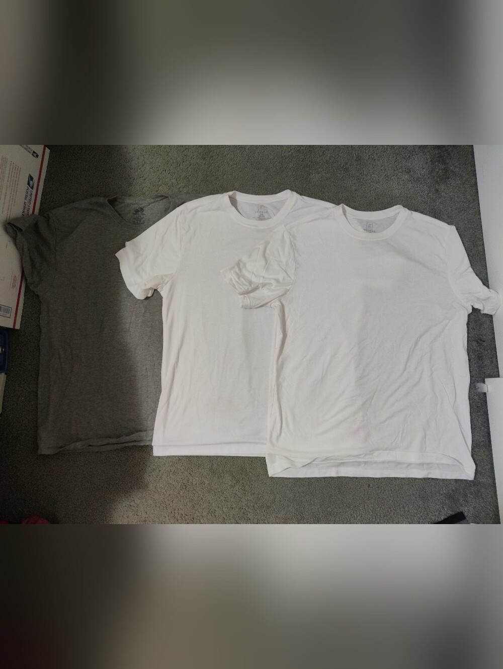 Fruit of the Loom Gray Crew Neck Tee, And Two white George Tees